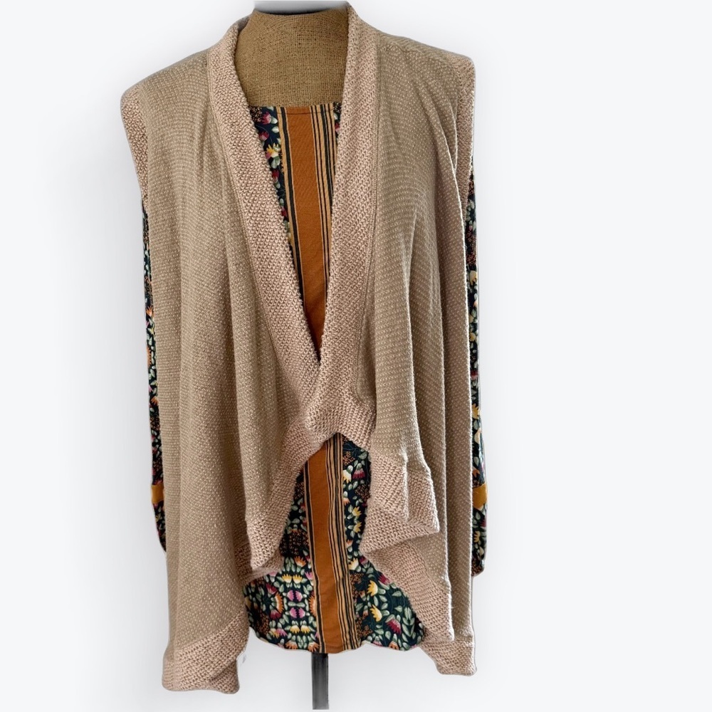 Matilda Jane Womans chunky sleeveless open front 100% cotton cardigan vest XL